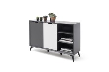 Highboard >Nemea< in Grau matt - 137x92x40cm (BxHxT)