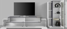 Wohnwand >Catania< in Weiß-Hochglanz Schiefer Nachbildung - 290x120,5x45 (BxHxT)