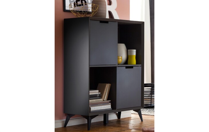 Highboard >Nemea< in Grau matt - 80x115x40cm (BxHxT)