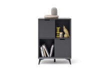 Highboard >Nemea< in Grau matt - 80x115x40cm (BxHxT)