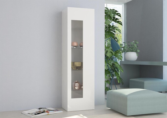 Vitrine >Daiquiri< in Weiß-Hochglanz - 45x160x34cm (BxHxT)