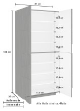 Garderobenschrank >Piacenza< in Weiß-Hochglanz - 81x168x38cm (BxHxT)