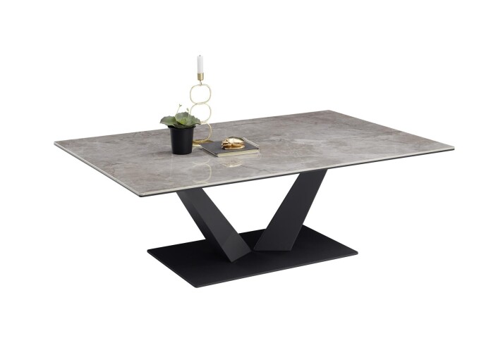 Couchtisch >Gaya< in Grau aus Holzwerkstoff,Keramik,Metall - 120x40x80cm (BxHxT)