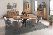 Esstisch >Eastbourne< in Eiche aus Massivholz,Metall - 200x76x100cm (BxHxT)