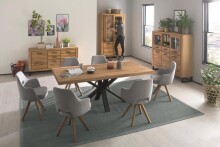Esstisch >Eastbourne< in Eiche aus Massivholz,Metall - 200x76x100cm (BxHxT)