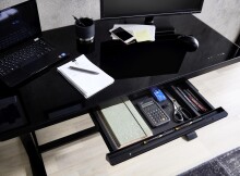 Schreibtisch >Livadia< in Schwarz aus Stahl,Glas - 120x72x60cm (BxHxT)