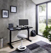 Schreibtisch >Livadia< in Schwarz aus Stahl,Glas - 120x72x60cm (BxHxT)