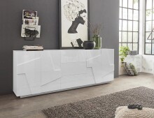 Sideboard >Piacenza< in Weiß-Hochglanz -...