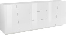 Sideboard >Viterbo< in Weiß-Hochglanz - 220x86x43cm (BxHxT)