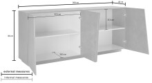 Sideboard >Viterbo< in Schiefer Nachbildung - 200x86x43cm (BxHxT)