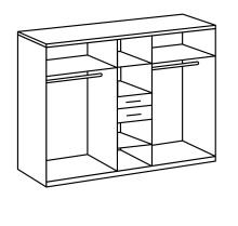 Kleiderschrank >Drugi I< in Weiß Graphit - 225x208x58cm (BxHxT)