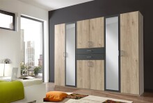 Kleiderschrank >Drugi II< in Artisan Eiche Graphit...