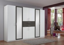 Kleiderschrank >Drugi II< in Weiß Graphit - 270x208x58cm (BxHxT)