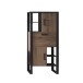 Stauraumschrank >Nordi< in Okapi-Nuss, Schwarz - 74,8x163,3x39cm (BxHxT)