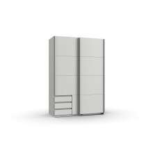 Schwebetürenschrank >Eugenio< in Weiß - 135x198x64cm (BxHxT)
