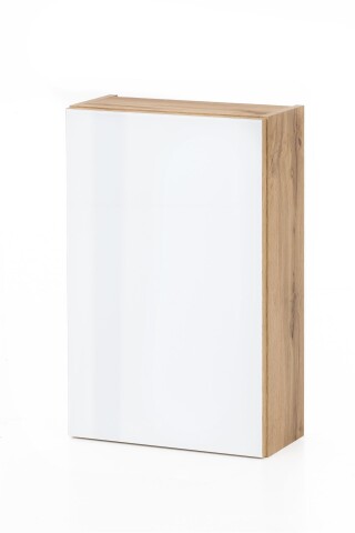 Hängeschrank >Oulu< in Glas Weiß - 40x64x20cm (BxHxT)