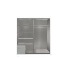 Schwebetürenschrank >Eugenio< in Plankeneiche Weiß - 180x198x64cm (BxHxT)
