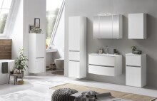 Seitenschrank >Kopenhagen< in Matt Weiß - 40x180x35cm (BxHxT)