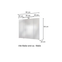 Spiegelschrank >Kopenhagen< in Weiß - 80x64x20cm (BxHxT)