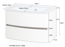 Badezimmer-Set >Kopenhagen< in Matt Weiß - 80x200x49cm (BxHxT)