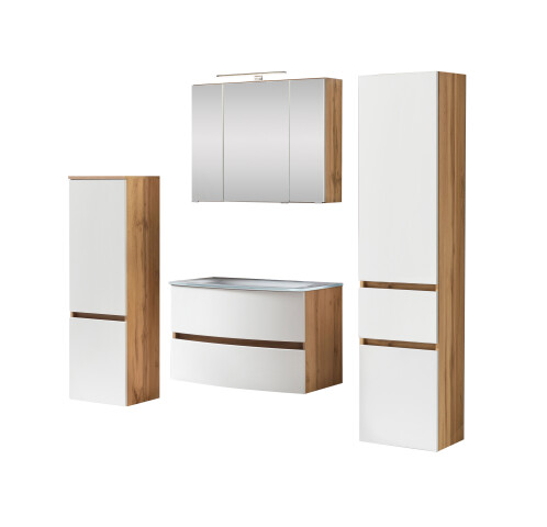 Badezimmer-Set >Kopenhagen< in Matt Weiß - 80x200x49cm (BxHxT)