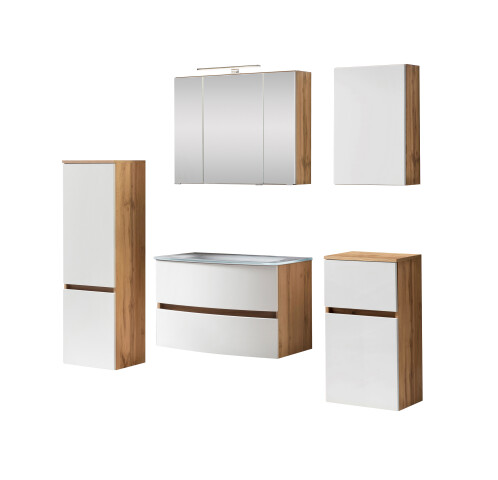 Badezimmer-Set >Kopenhagen< in Matt Weiß - 80x200x49cm (BxHxT)