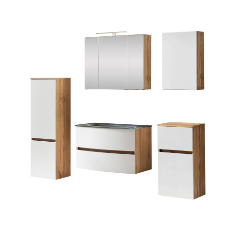 Badezimmer-Set >Kopenhagen< in Matt Weiß - 80x200x49cm (BxHxT)