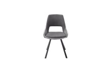 Esszimmerstuhl >Agrafa< (2-er Set) in Grau aus Metall - 54x90x60cm (BxHxT)