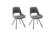 Esszimmerstuhl >Agrafa< (2-er Set) in Grau aus Metall - 54x90x60cm (BxHxT)