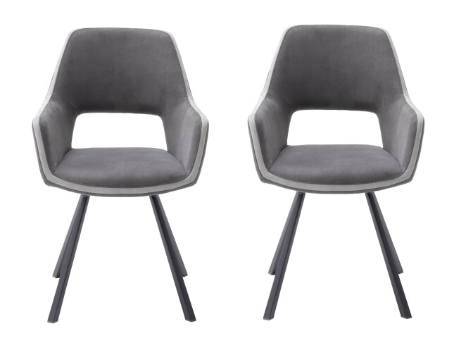 Esszimmerstuhl >Agrafa< (2-er Set) in Grau aus Metall - 58x90x60cm (BxHxT)