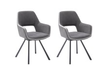 Esszimmerstuhl >Agrafa< (2-er Set) in Grau aus Metall - 58x90x60cm (BxHxT)