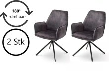 Polsterdrehstuhl >Ottawa< (2-er Set) in Anthrazit aus Metall - 60x89x64cm (BxHxT)