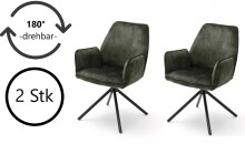 Polsterdrehstuhl >Ottawa< (2-er Set) in Olive aus Metall - 60x89x64cm (BxHxT)