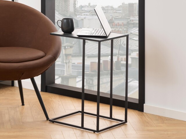 Beistelltisch >Inverness< in Schwarz matt aus MDF Metall - 43x63x35cm (BxHxT)