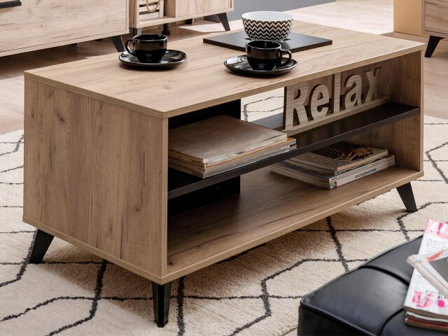 Couchtisch >Uzice< in Grey Oak - 101x47x50cm (BxHxT)