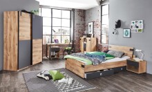 Bett >Lothar< in Plankeneiche - 96x85x210cm (BxHxT)
