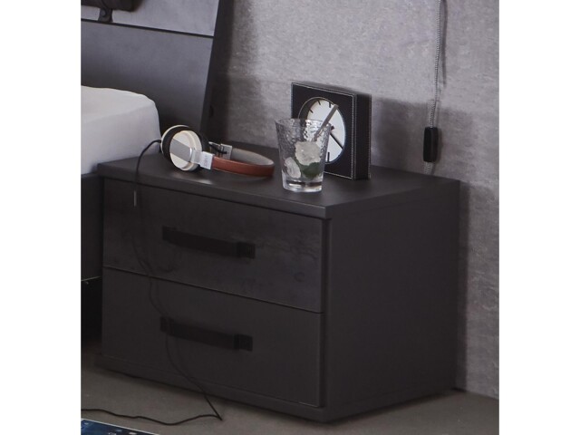 Nachtkommode >Nickola< in Graphit - 46x38x40cm (BxHxT)