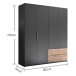Kleiderschrank >Filberto< in Graphit - 182x210x59cm (BxHxT)