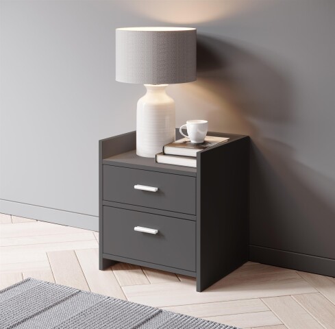 Nachtkommode >Canaan< in Graphit - 38x51x35cm (BxHxT)