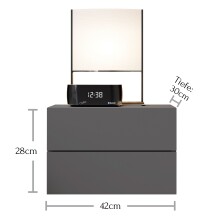 Nachtkommode >Cabo< in Graphit - 42x28x30cm (BxHxT)