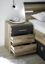Bettanlage >Isobel< in Montana Oak - 185x97x205cm (BxHxT)