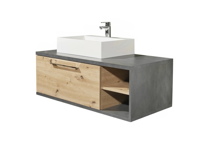Waschtisch-Set >Nebraska< in Matera Beton - 110x39x53cm (BxHxT)