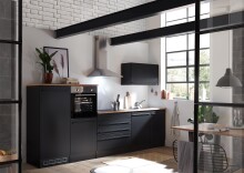 Küchen-Set >Jamesy< in Schwarz matt - 320x200x60cm (BxHxT)