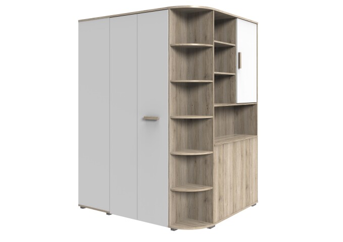 Eckkleiderschrank >Canton< in San Remo Eiche - 124x199x148cm (BxHxT)