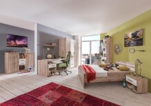 Kleiderschrank >Canton< in San Remo Eiche - 135x199x58cm (BxHxT)