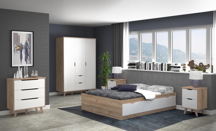 Jugendzimmer-Set >Vancouver< (5-teilig) in Plankeneiche