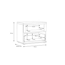 Nachtkommode >Indianapolis< in Schneeeiche - 55,4x45x34,4cm (BxHxT)