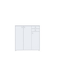 Kommode >Tembi< in Weiß - 108,8x111,1x34,8cm (BxHxT)