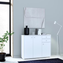 Kommode >Tembi< in Weiß - 108,8x85,5x34,8cm (BxHxT)