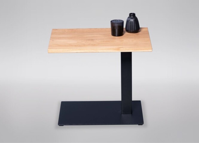 Beistelltisch >Beulah< in Wildeiche aus Massivholz, Metall - 55x50x40cm (BxHxT)